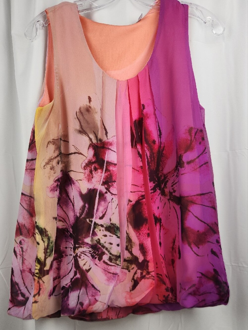NY Collection Pink and Purple Floral Chiffon Tank M - Picture 8 of 8